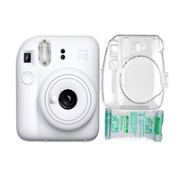 Camara Fujifilm Instax Mini 12 Blanco Arcilla+Estuche Transpa+Pelix10