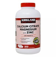 Citrato de Calcio, Magnesio y Zinc Kirkland - 500 Tabletas