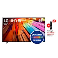 Televisor LG 65” UHD 4K ThinQ AI 65UT8050PSB 2024 + Parlante Portátil MIC-S200 GRATIS