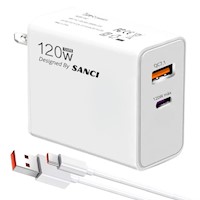 Cargador SANCI 120W Carga Rapida Tipo C + QC71 + Cable 2M SCT1137TAC