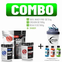 COMBO ADN - 100% WHEY PRO 5KG VAINILLA+ BCAA'S 500G CITRUS + CREADN 500G +SHAKER