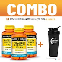 COMBO VITAMINAS MASON NATURAL - 3 POTASSIUM GLUCONATE 595 MG (100 TAB) + SHAKER