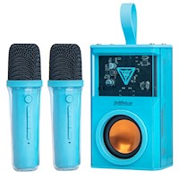 Parlante Karaoke Portatil RGB Bluetooth + 2 Micrófonos SQ-K3SM Celeste