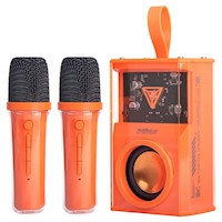 Parlante Karaoke Portatil RGB Bluetooth + 2 Micrófonos SQ-K3SM Naranja