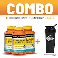 COMBO VITAMINAS MASON NATURAL - 3 GLUCOSAMINE COMPLEX PLUS MSM (90 CAP) + SHAKER