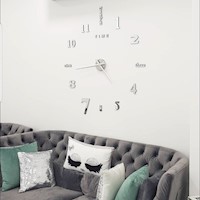 Reloj 3D Pared Grande Decorativo - Sofia Plateado