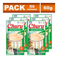 Churu Six Pack cremoso para gatos con sabor atún y pollo 60g