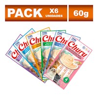 Six Pack Churu Snack cremoso para gatos combinado