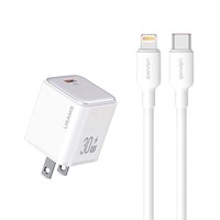 Kit Cargador Pared PD 30W + Cable Type-C a iPhone 20W 1m Blanco