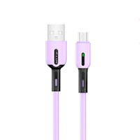 Cable U51 USB a Micro Silicona Con Luz 1m Lila