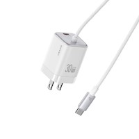 Cargador Pared GAN 30W + Cable Tipo-C Blanco