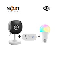 Kit Smart Wi-Fi Cámara + Enchufe inteligente + Bombilla inteligente RGB - Nexxt