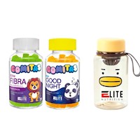 COMBO GOMITAS PARA NIÑOS ELITE NUTRITION- ELITE FIBRA+ELITE GOOD NIGHT+TOMATODO