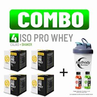 COMBO ADN NUTRITION - 4 ISO PRO WHEY CAJA 10 UNID. VAINILLA + SHAKER