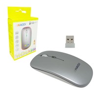 Mouse Inalámbrico Recargable Luces Multicolor 2.4GHz 3200dpi Haoqi Plomo