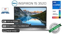 Laptop Nueva Dell 15 3520 Intel Core i7 12va 32GB RAM 512GB SSD 1TB HDD