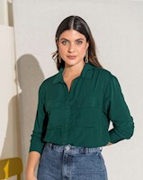 Camisa manga larga con botones y bolsillos funcionales
