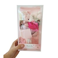 Ramo oso de peluche con rosa en caja día de la madre