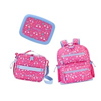 Set Bentgo Mochila Escolar, Lonchera y Porta Lonchera - Arcoiris y Mariposas