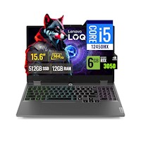 Laptop Lenovo LOQ 15IAX9 Intel Core i5 12450HX 12GB RAM 512GB SSD M2 6GB RTX 3050 15.6" FHD FreeDOS