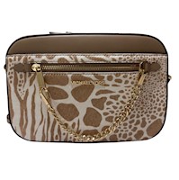 Cartera Crossbody Michael Kors Chain Jet Set Print Camel