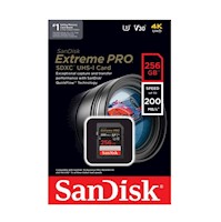 SANDISK MEMORIA SD EXTREME PRO 256GB 4K UHS-I C10 U3 200MBS - SDSDXXD-256G-GN4IN