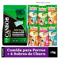 Comida Perro Cachorro Canbo Cordero 7 kg + Churu 6 Sobres Variados