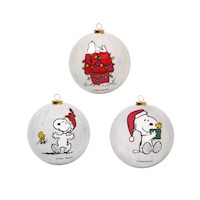 Set de Ésferas 8 cm Snoopy Navidad Mod.3 por 3 Und