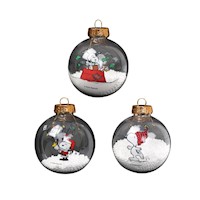 Set de Ésferas 8 cm Snoopy Navidad Mod.4 por 3 Und