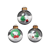 Set de Ésferas 8 cm Snoopy Navidad Mod.5 por 3 Und