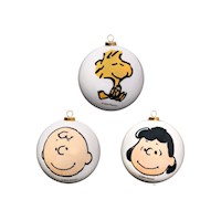 Set de Ésferas 8 cm Snoopy Navidad Mod.6 por 3 Und