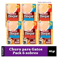 Snack Sopa para Gato Churu Bisque Variados 6 Sobres 40 gr
