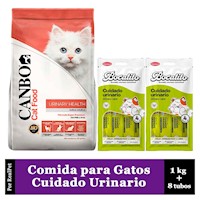 Comida Gato Problemas Urinarios Canbo 1 kg + Snack 8 tubos