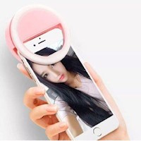 Mini Aro Selfie Anillo Luz Led con Clip para Celular Rosado