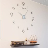 Reloj 3D Pared Grande Decorativo - Mia Plateado