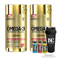 COMBO LEVEL PRO - 2 OMEGA-3 ANTARCTIC KRILL OIL + SHAKER