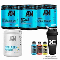 COMBO ADN-CREA 500G+GLUTA 500G+BCAA 540G FRUIT P.+COLLAGEN 500G FRUIT P.+SHAKER