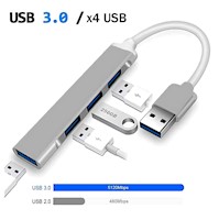 HUB USB 3.0 HB-T69 Adaptador Multipuertos 4 en 1 de Aluminio para PC Laptop