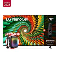 TV LG NanoCell 70” 4K Smart TV con ThinQ AI 70NANO77SRA (2023) + Parlante Portátil EVERSOUND EV 5003 de REGALO