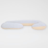 COJÍN MULTIFUNCIONAL - ALMOHADA DE EMBARAZO BEIGE/RAYAS PLOMAS