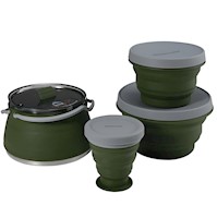 Set Tetera y Potes Silicona Plegable Camping Militar