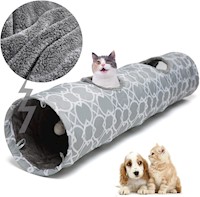 LUCKITTY TÚNEL GEOMÉTRICO RECTO PARA GATOS CON INTERIOR DE FELPA
