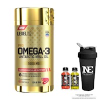 LEVEL PRO OMEGA-3 ANTARCTIC KRILL OIL + SHAKER