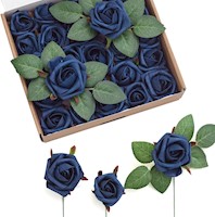 Pack de 24 rosas artificiales con tallo para ramos de boda