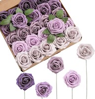 Rosas artificiales, 25 unidades, color morado ombré rosas