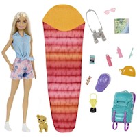 Barbie Dos muñecas y accesorios Malibú con set de Camping y más de 10 accesorios