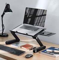 MESA PARA LAPTOP ERGONÓMICA CON COOLER, ÁNGULOS GRADUABLES COLOR NEGRO