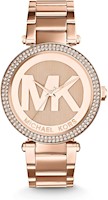 Michael Kors Parker Stainless Steel Watch With Glitz Accents - Rose Gold Logo