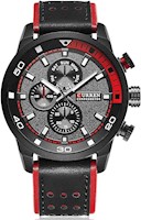 Reloj Curren Cuero Negro con detalles Rojos CUR-29