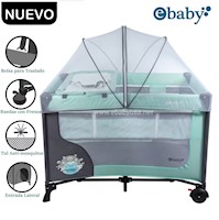 Cuna Corral Ebaby con Cambiador Happy Dream Verde 727-2